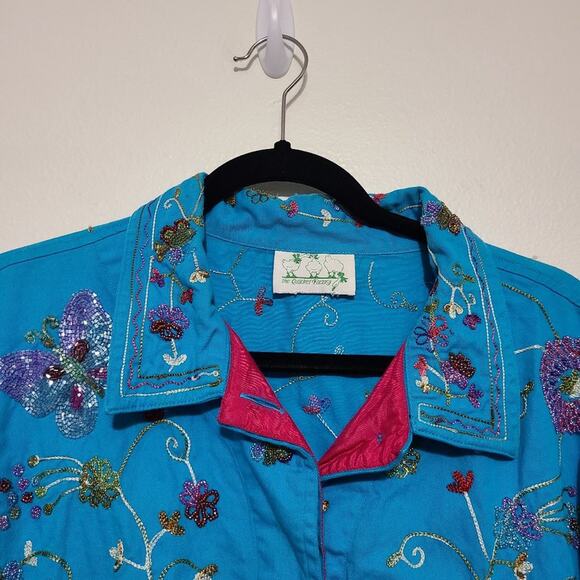 Vintage The Quacker Factory Blue Beaded Jacket - Picture 10 of 14